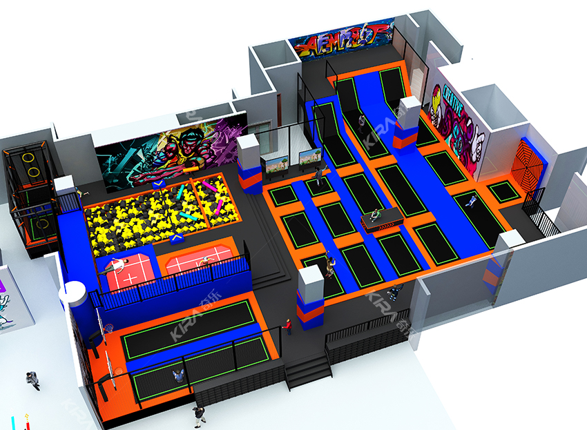 該運(yùn)動(dòng)公園主要以蹦床為主，另外還有攀爬拓展，鐳射對(duì)戰(zhàn)，VR互動(dòng)，自由蹦床，扣籃蹦床區(qū)等等